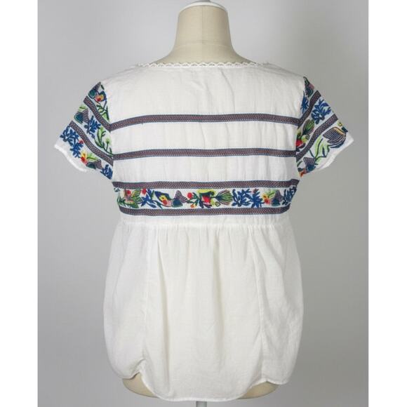 Anthropologie Vanessa & Virginia Embroidered Boho High Low Peasant Top Sz 6 - Picture 7 of 15
